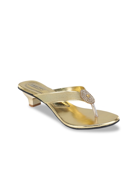 

LONDON STEPS Women Gold-Toned Printed Open Toe Sandals
