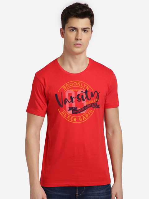 

MASH UNLIMITED Men Red & Black Printed Round Neck T-shirt