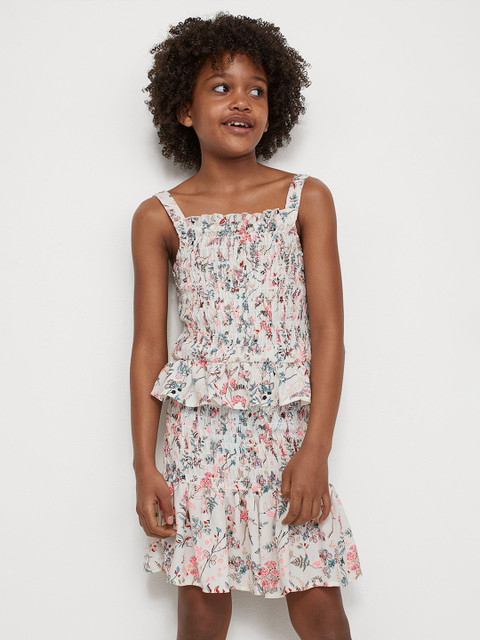 

H&M Girls White & Pink Printed 2-Piece Smocked Set