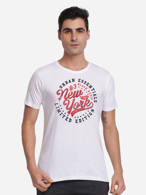 

MASH UNLIMITED Men White & Red Printed Round Neck T-shirt