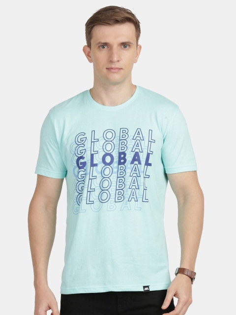 

MASH UNLIMITED Men Blue Printed Round Neck Cotton T-shirt