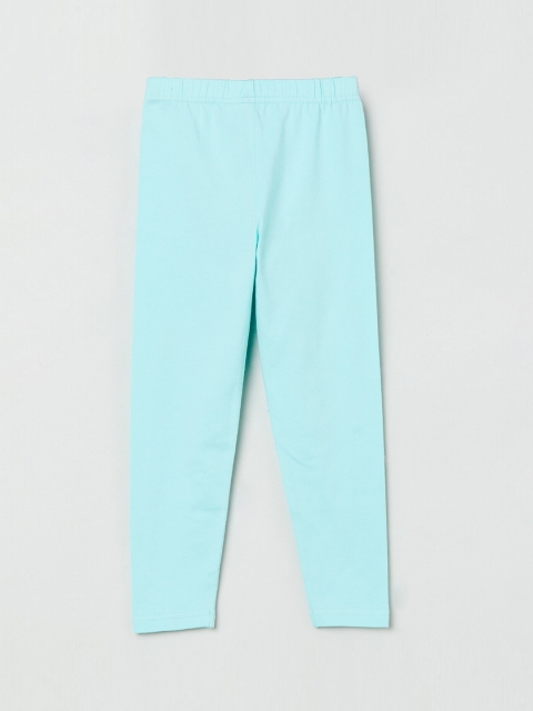 

max Girls Aqua Blue Solid Churidar-Length Leggings