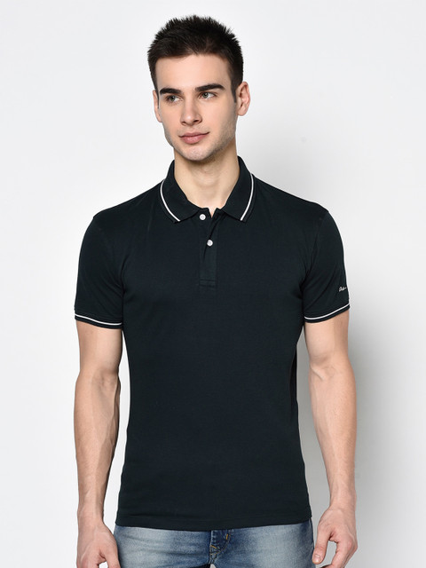 

Octave Men Dark Green Solid Polo Collar T-shirt
