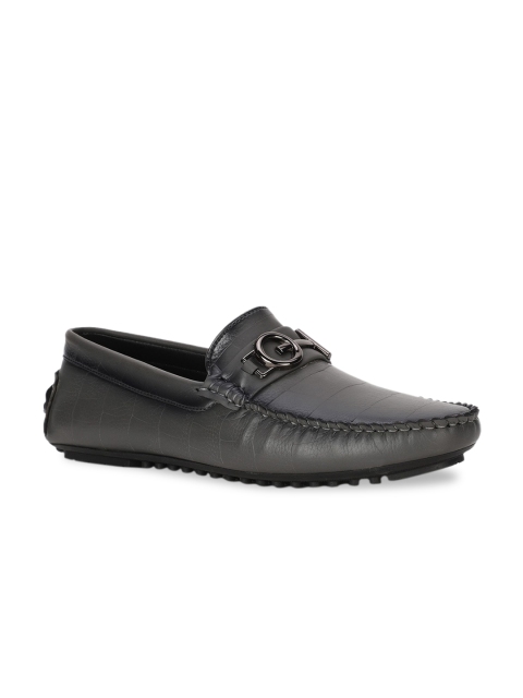 

Bruno Manetti Men Grey Textured Loafers