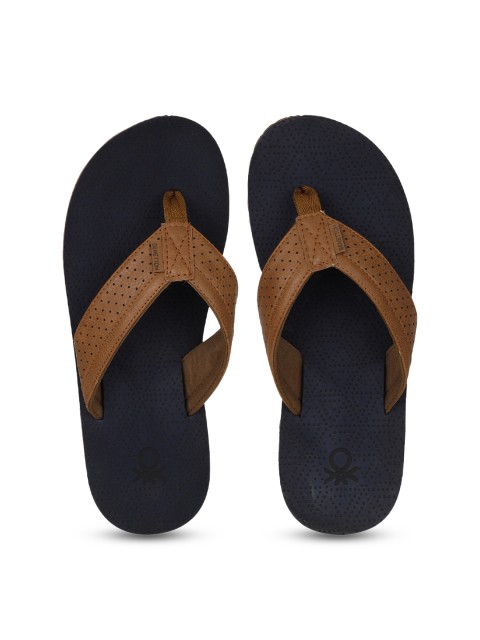 

United Colors of Benetton Men Tan Brown & Black Solid Thong Flip-Flops