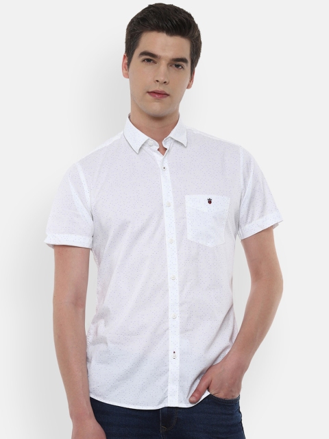 

Louis Philippe Sport Men White & Blue Slim Fit Printed Pure Cotton Casual Shirt