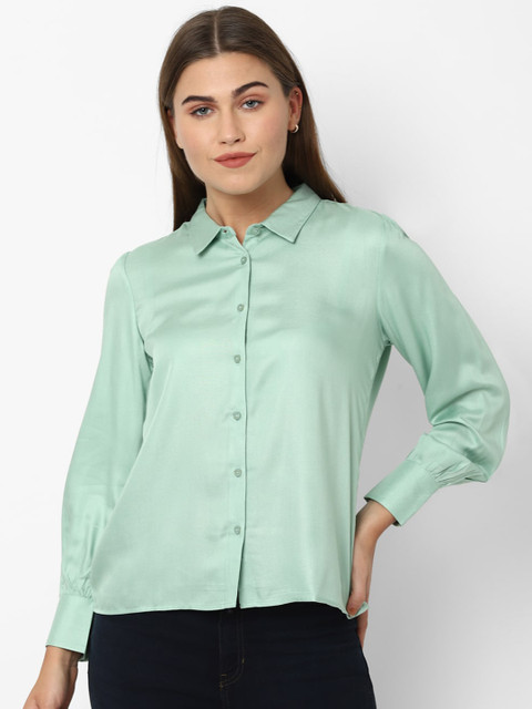

Allen Solly Woman Mint Green Regular Fit Solid Casual Shirt