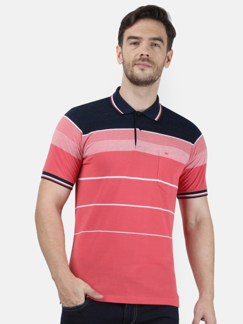 

Monte Carlo Men Red Striped Polo Collar T-shirt