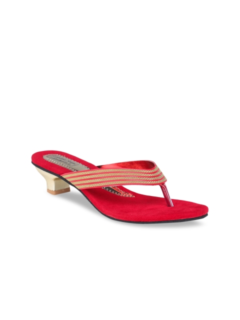 LONDON STEPS Women Red Printed Open Toe Sandal