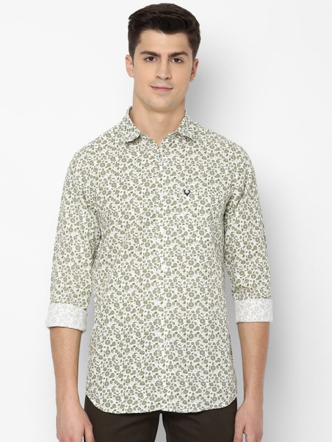 

Allen Solly Men White & Olive Green Printed Pure Cotton Casual Shirt