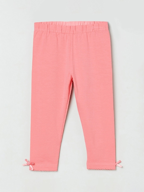

max Girls Pink Solid Three-Fourth Length Leggings
