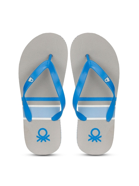 

United Colors of Benetton Men Blue & Grey Striped Thong Flip-Flops