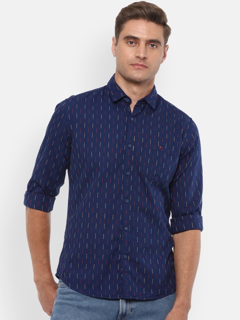 

Louis Philippe Jeans Men Navy Blue Slim Fit Printed Casual Cotton Shirt