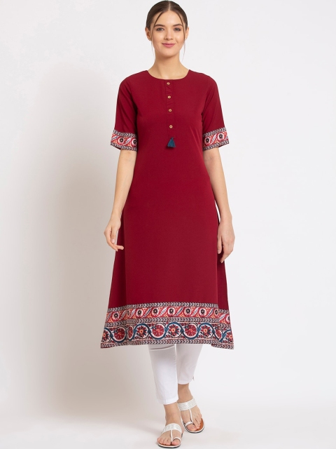 

ALC Creations Women Maroon Crepe Kurta