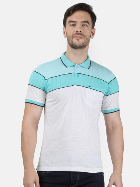 

Monte Carlo Men Green Striped Polo Collar T-shirt