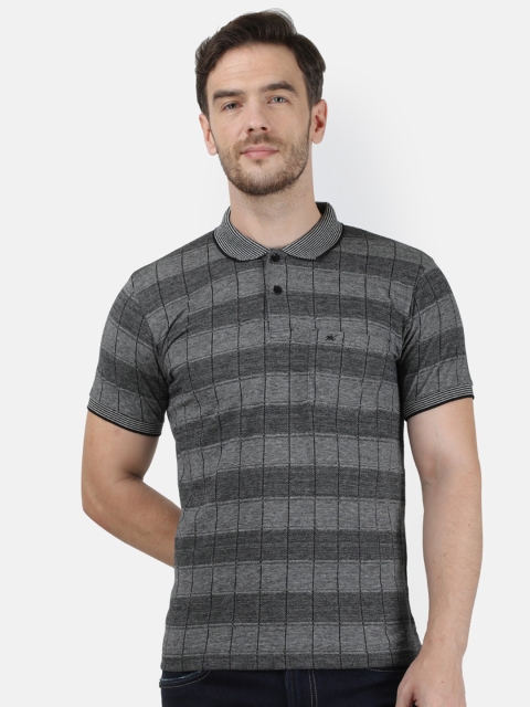

Monte Carlo Men Charcoal Grey & Black Striped Polo Collar T-shirt
