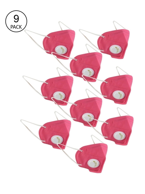 

OOMPH Pack Of 9 Pink Solid 5-Ply Reusable Anti-Pollution KN95 Face Masks