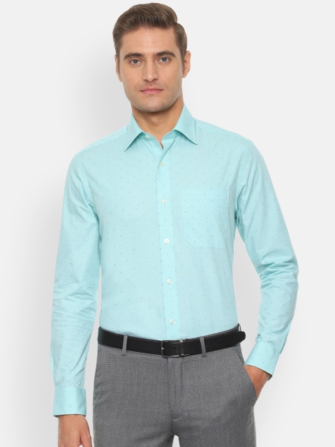 

Louis Philippe Men Blue & Purple Micro Ditsy Self Design Pure Cotton Formal Shirt