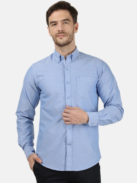 

Monte Carlo Men Blue Regular Fit Solid Cotton Semi Formal Shirt