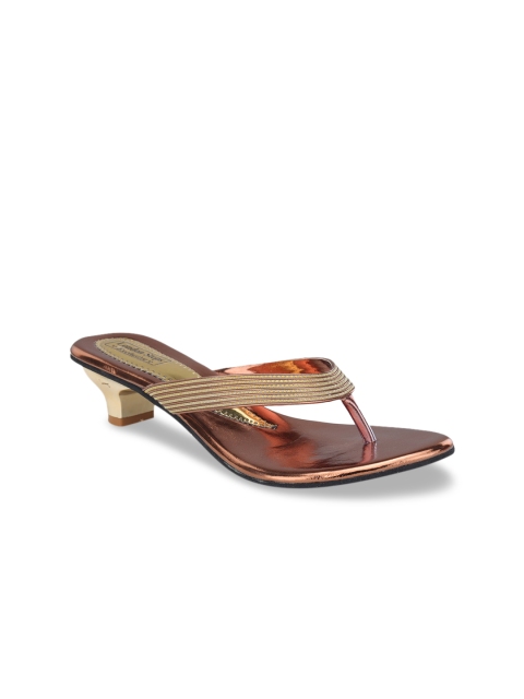 

LONDON STEPS Women Copper-Toned Printed Open Toe Sandals