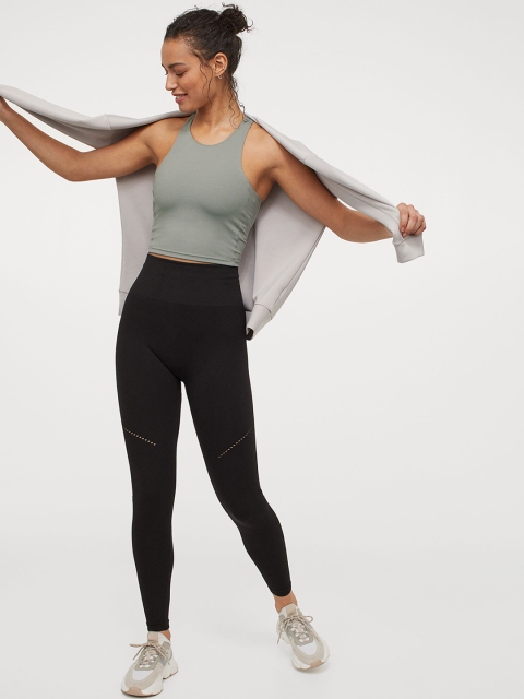 

H&M Women Grey Solid Integral-Bra Sports Top