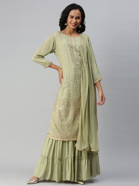 

Soch Women Green Embroidered Chudidar Set