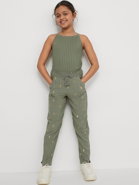 

H&M Girls Green & Gold Printed Trousers