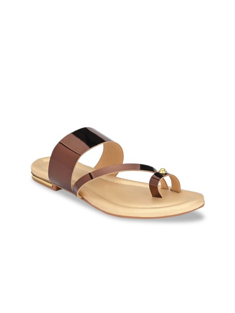 

Trendigo Women Brown Patent Finish One Toe Flats