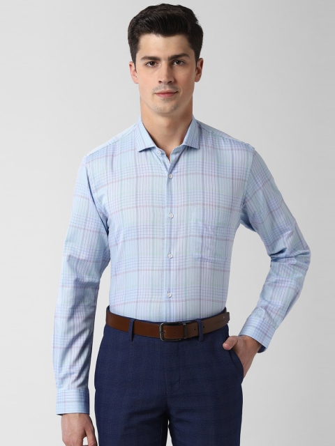 

Peter England Men Blue & Pink Checked Slim Fit Formal Shirt