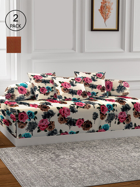 

KLOTTHE Set of 2 Printed Single Bedsheet With 4 Bolster Covers & 6 Cushion Covers, Yellow