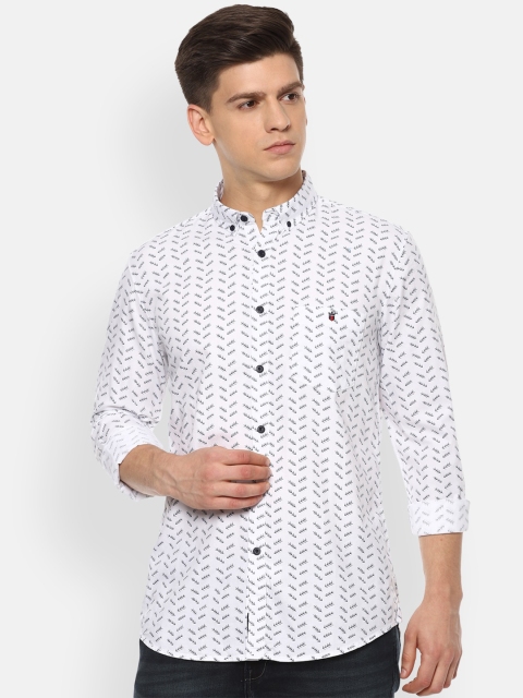 

Louis Philippe Jeans Men White & Navy Blue Slim Fit Printed Casual Shirt