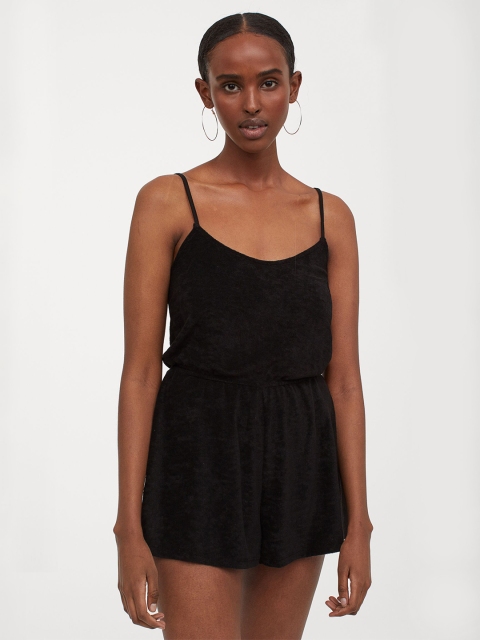 

H&M Women Black Solid Playsuit