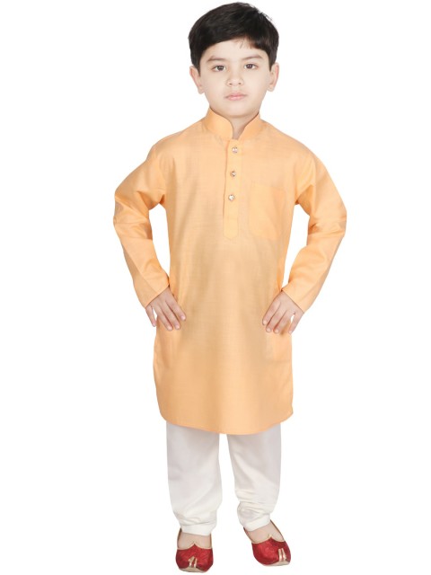 

SG YUVRAJ Boys Orange & White Solid Kurta with Pyjamas
