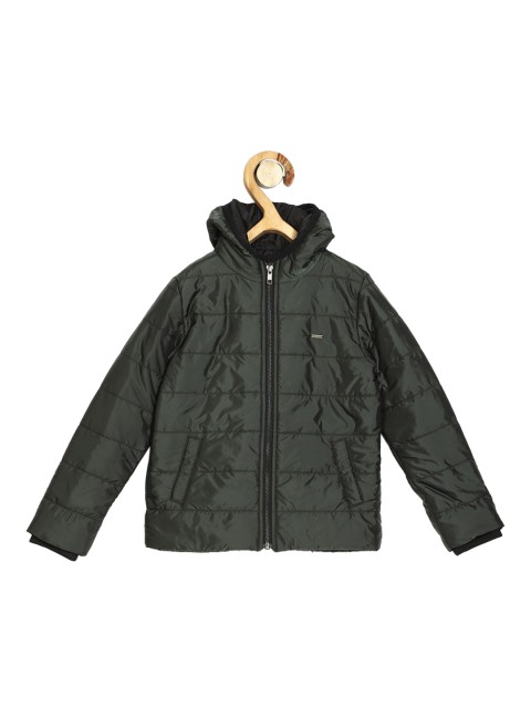 

Allen Solly Junior Boys Olive Green Solid Windcheater Hooded Padded Jacket