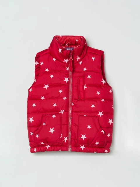 

max Girls Red & White Printed Padded Jacket