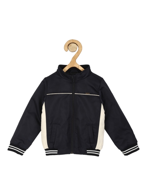 

Allen Solly Junior Boys Black & Beige Colourblocked Windcheater Bomber Jacket