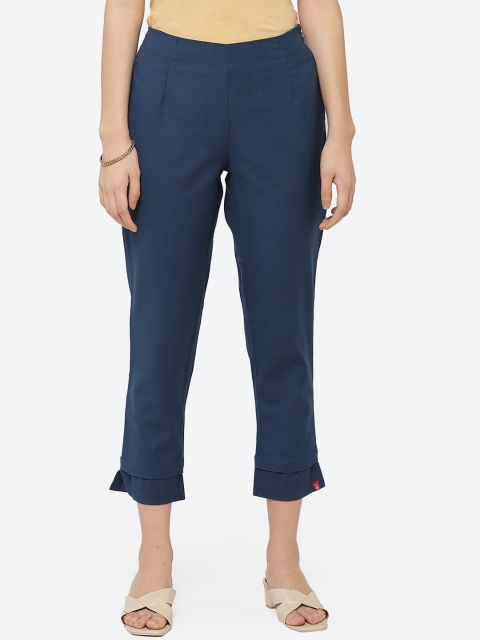 

Biba Women Blue Regular Fit Solid Regular Trousers