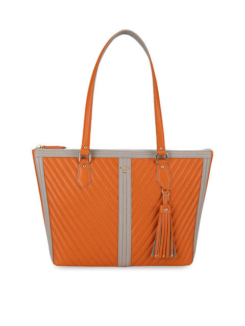 

Da Milano Orange & Grey Textured Shoulder Bag