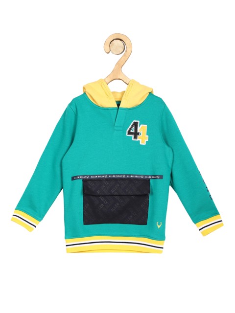 

Allen Solly Junior Boys Green & Black Colourblocked Hooded Sweatshirt