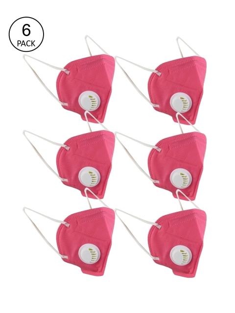 

OOMPH Unisex Pack Of 6 Pink Solid 5-Ply Reusable Anti-Pollution KN95 Face Masks