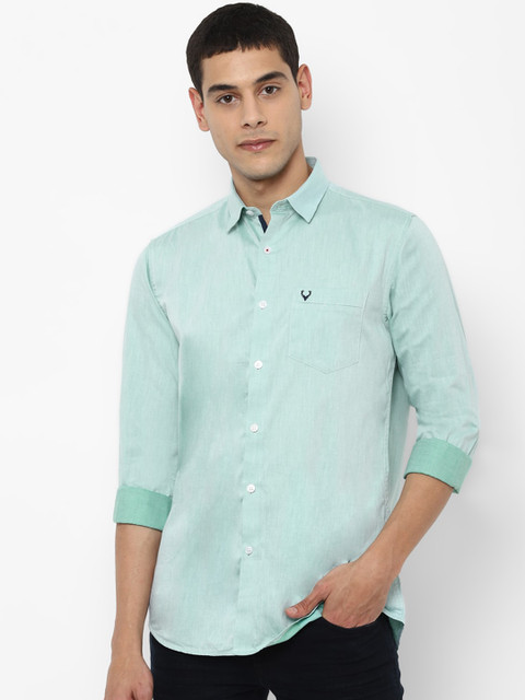 

Allen Solly Men Sea Green Solid Pure Cotton Casual Shirt