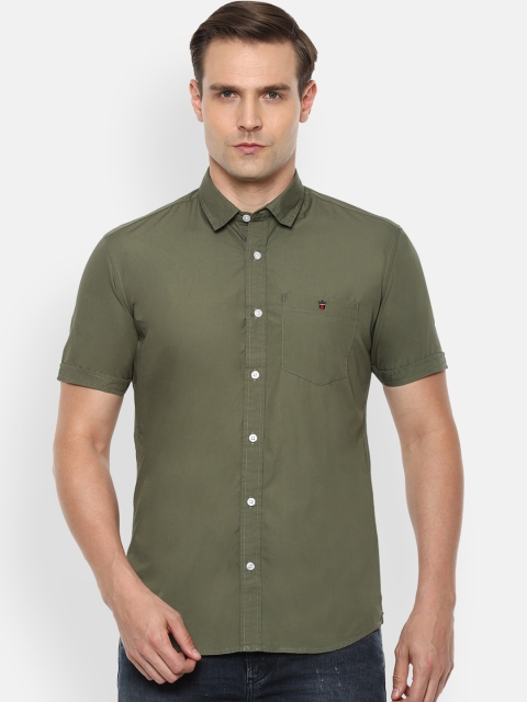 

Louis Philippe Jeans Men Olive Green Slim Fit Solid Casual Shirt