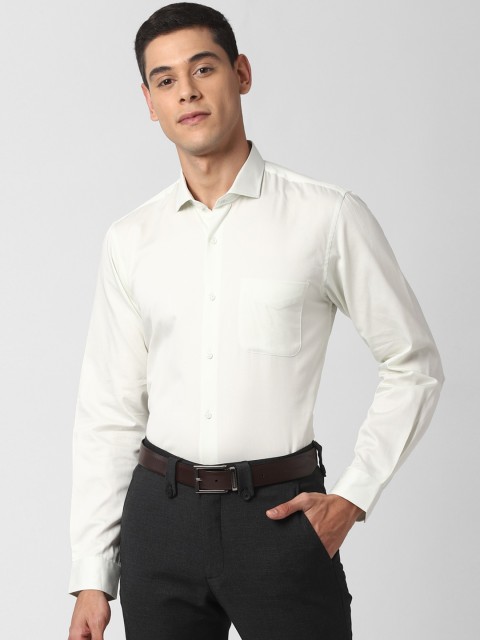

Peter England Men Off-White Solid Pure Cotton Slim Fit Formal Shirt