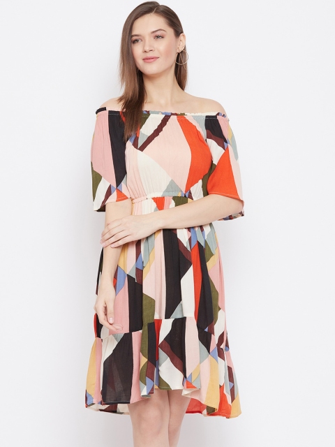 

Ruhaans Women Multicoloured Printed A-Line Dress, Multi