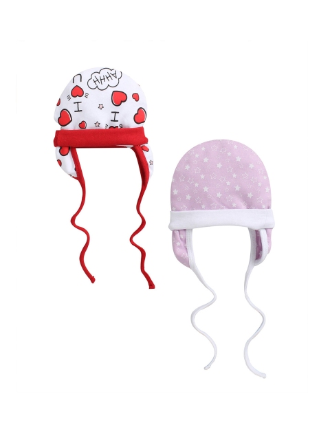 

BUMZEE Kids Set of 2 Printed Beanies, White