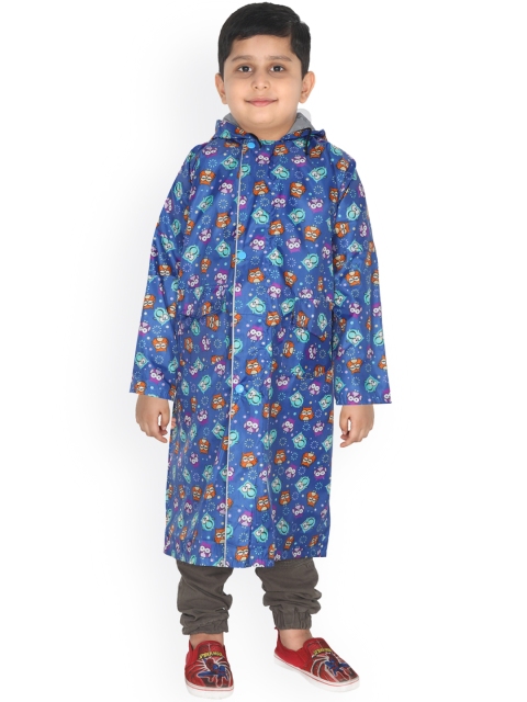 

FabSeasons Kids Blue & Orange Printed Waterproof Long Raincoat