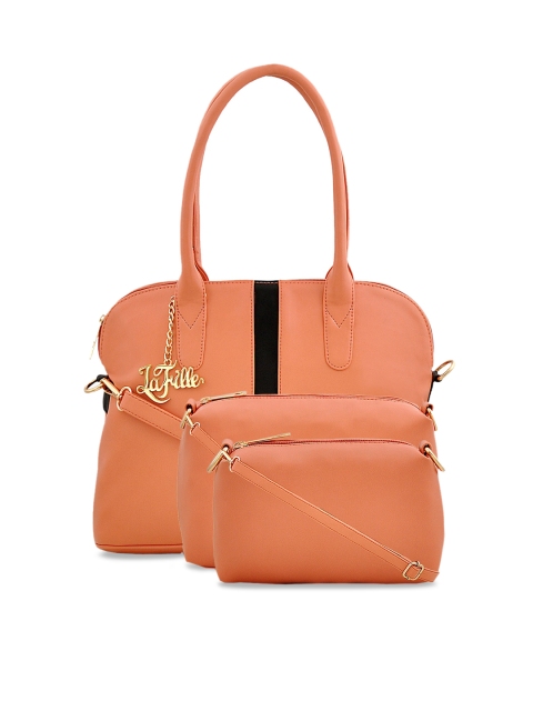 

LaFille Peach-Coloured Solid Shoulder Bag with Pouch