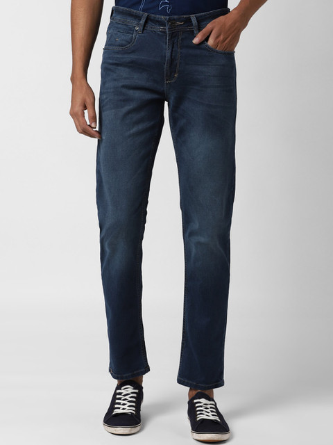 

Peter England Casuals Men Navy Blue Washed Tapered Fit Jeans