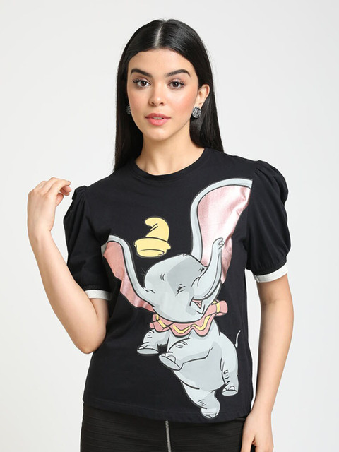 

Kazo Women Black Printed Round Neck Top