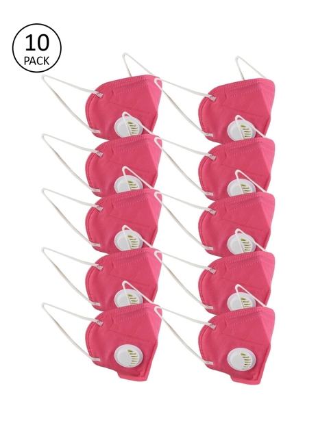 

OOMPH Unisex Pack Of 10 Pink Solid Anti-Pollution Reusable 5-Layer Mask KN95 Masks
